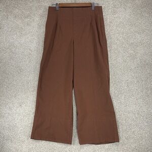 SPANX Stretch Twill Wide Leg Cropped Pant Hickory Women Large? High Rise Shaping